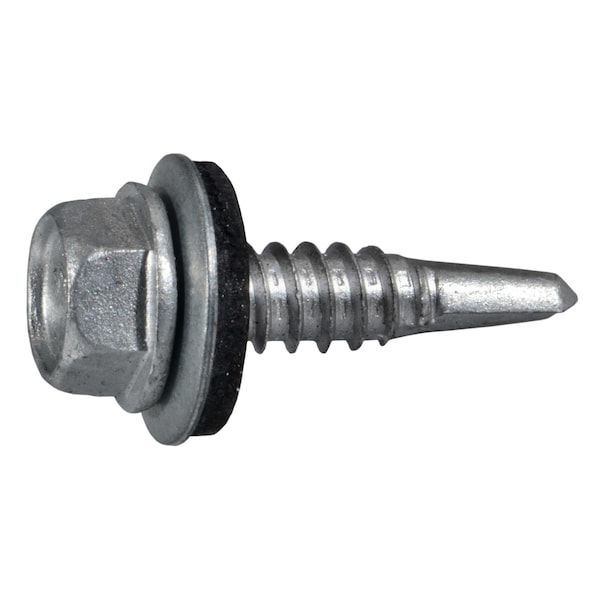 Midwest Fastener Self-Drilling Screw, #14 x 1 in, Silver Ruspert Steel Flange Hex Head External Hex Drive, 100 PK 53823 - main